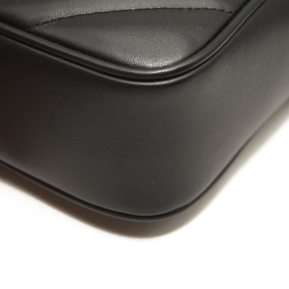 SAINT LAURENT Calfskin Matelasse Monogram Lou Camera Bag Black