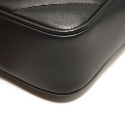 SAINT LAURENT Calfskin Matelasse Monogram Lou Camera Bag Black