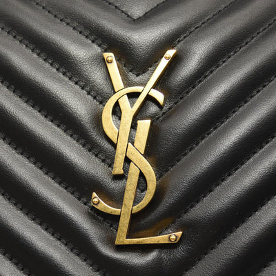 SAINT LAURENT Calfskin Matelasse Monogram Lou Camera Bag Black