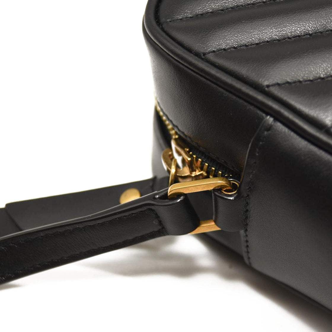 SAINT LAURENT Calfskin Matelasse Monogram Lou Camera Bag Black