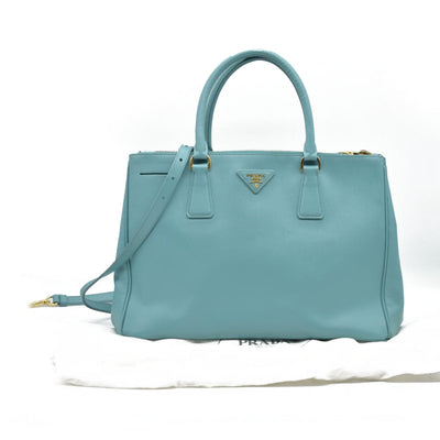 $4600 Prada Medium Saffiano Lux Galleria Double Zip Tote Teal