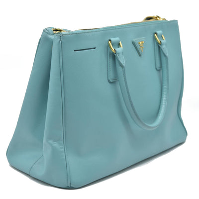 $4600 Prada Medium Saffiano Lux Galleria Double Zip Tote Teal