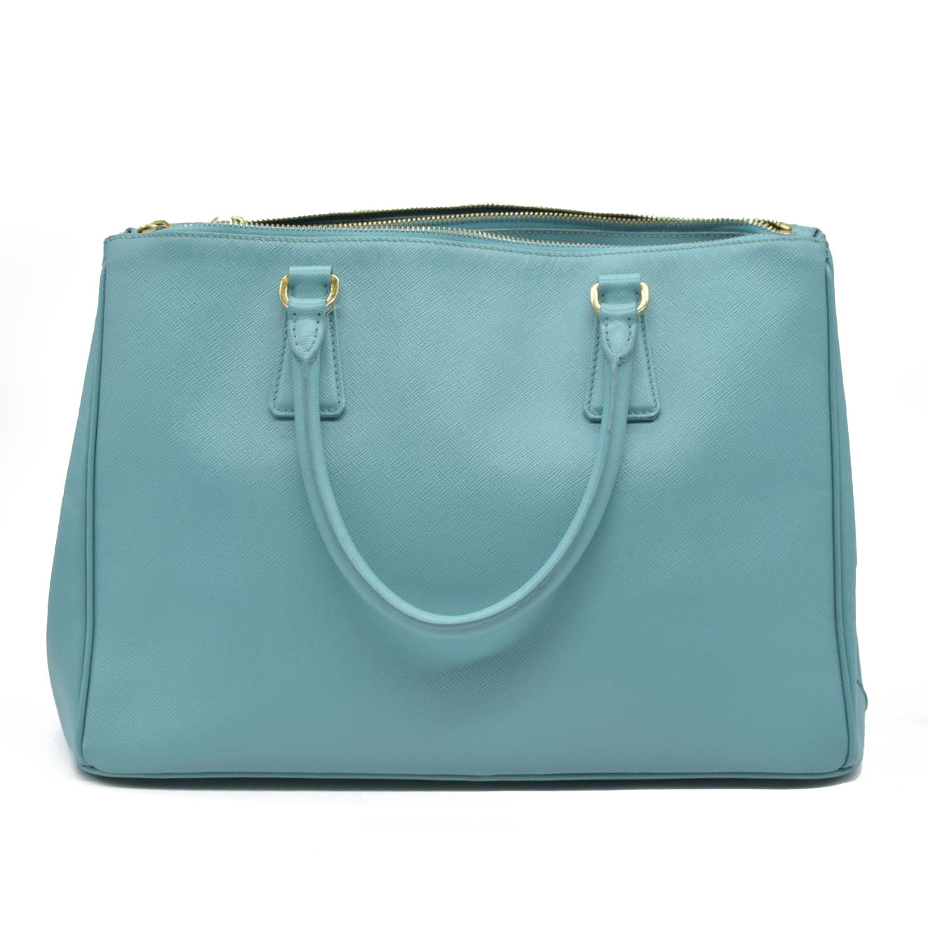 $4600 Prada Medium Saffiano Lux Galleria Double Zip Tote Teal