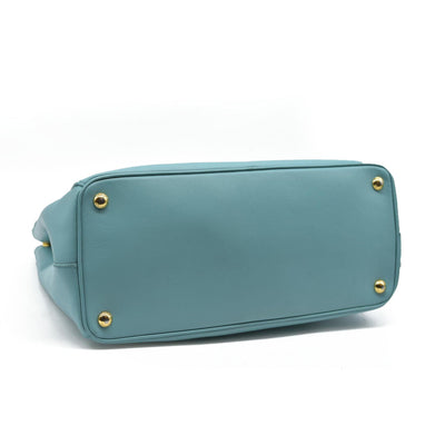 $4600 Prada Medium Saffiano Lux Galleria Double Zip Tote Teal