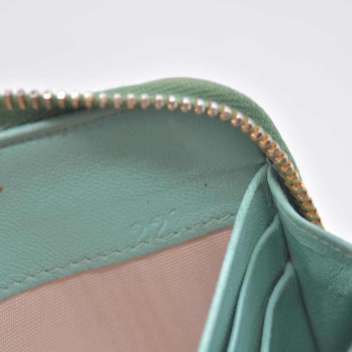 $650 PRADA Lime Green Patent Leather Triangle Logo Zip Wallet CONSIGNMENT 10021459