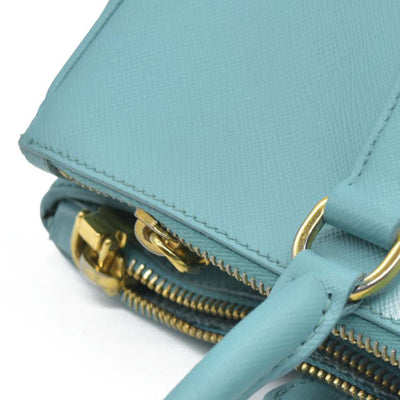 $4600 Prada Medium Saffiano Lux Galleria Double Zip Tote Teal