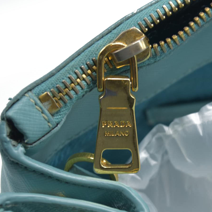 $4600 Prada Medium Saffiano Lux Galleria Double Zip Tote Teal