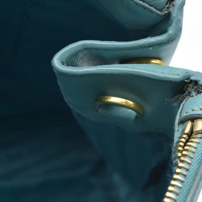 $4600 Prada Medium Saffiano Lux Galleria Double Zip Tote Teal