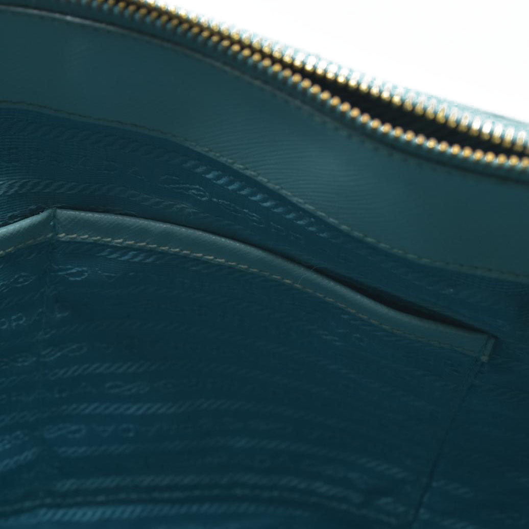 $4600 Prada Medium Saffiano Lux Galleria Double Zip Tote Teal