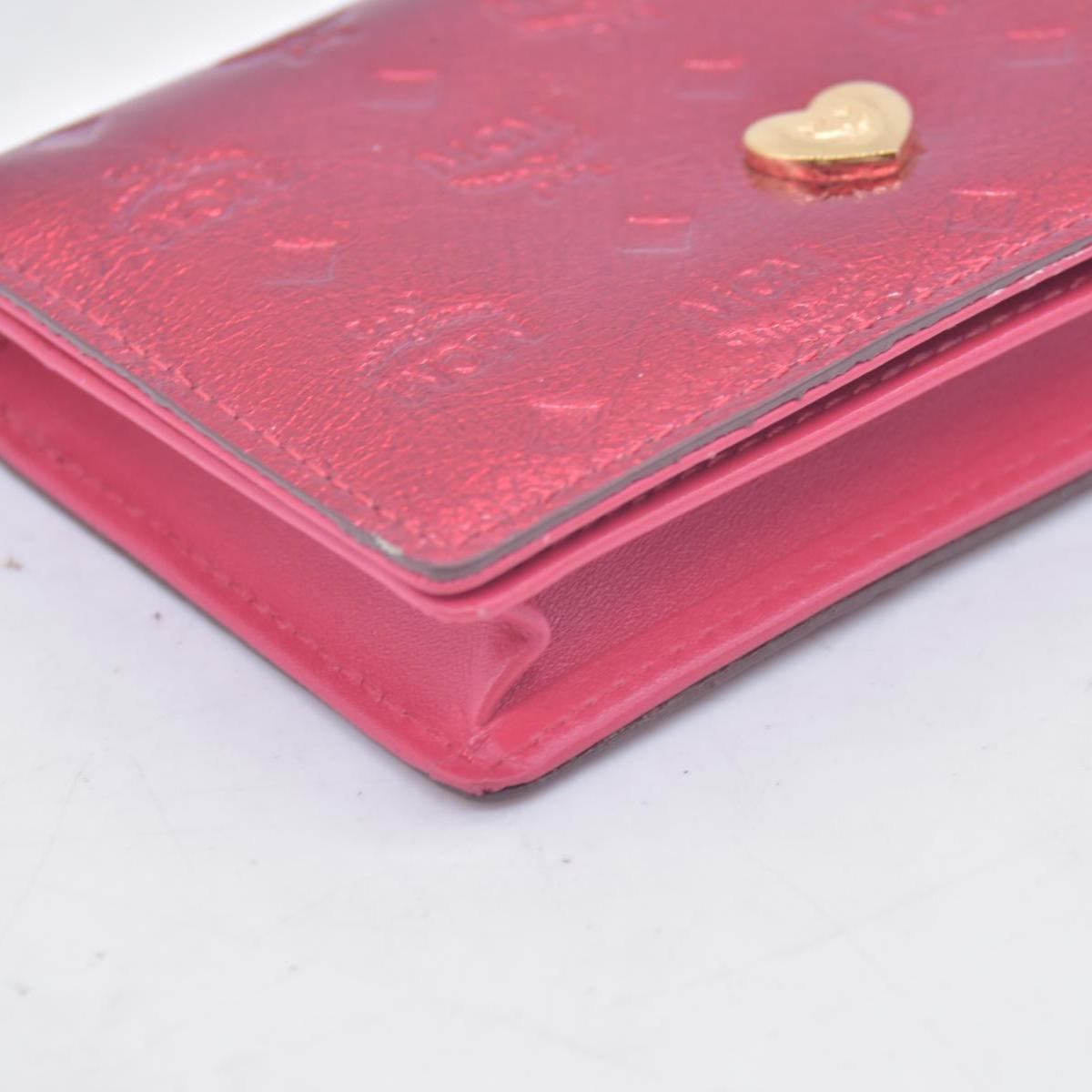 $430 MCM Metallic Red Leather Card Holder Wallet CONSIGNMENT 10021464