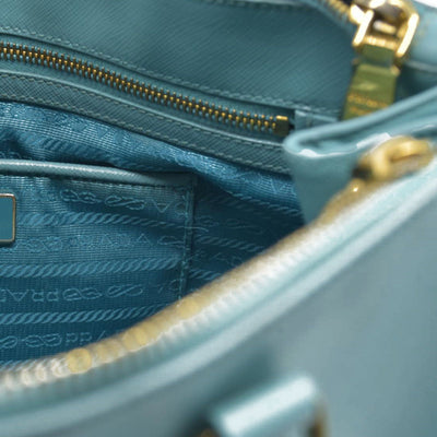 $4600 Prada Medium Saffiano Lux Galleria Double Zip Tote Teal