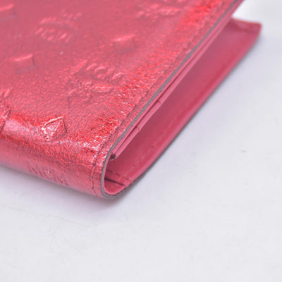 $430 MCM Metallic Red Leather Card Holder Wallet CONSIGNMENT 10021464