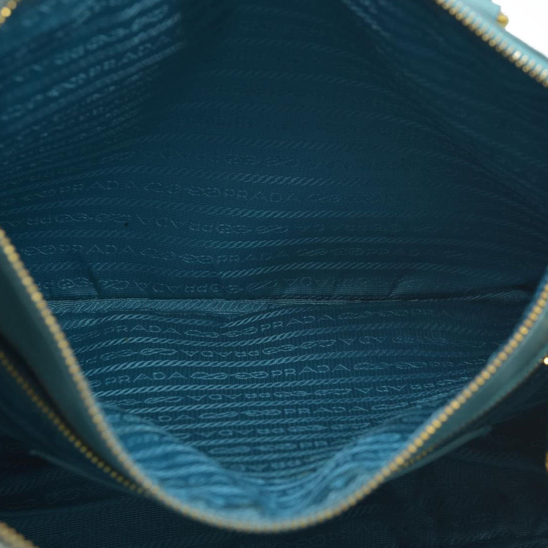 $4600 Prada Medium Saffiano Lux Galleria Double Zip Tote Teal