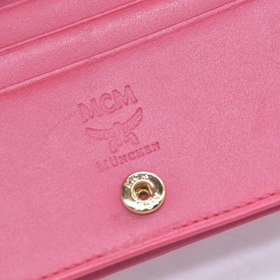 $430 MCM Metallic Red Leather Card Holder Wallet CONSIGNMENT 10021464