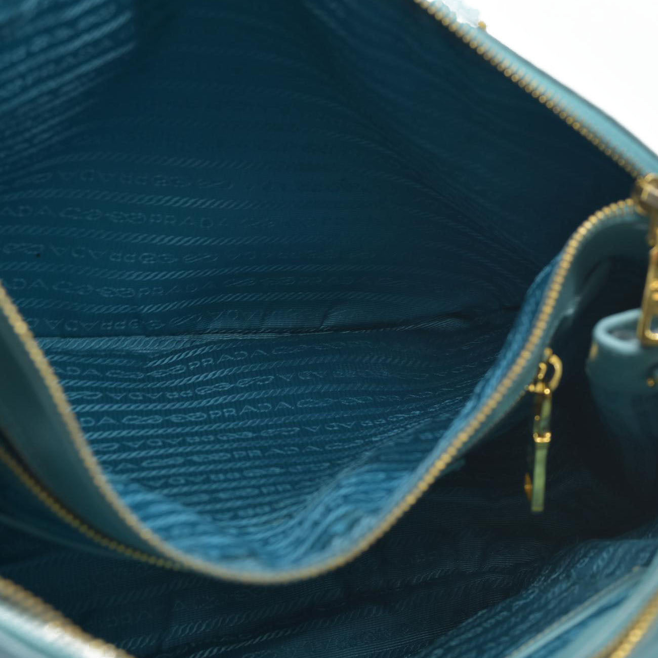 $4600 Prada Medium Saffiano Lux Galleria Double Zip Tote Teal