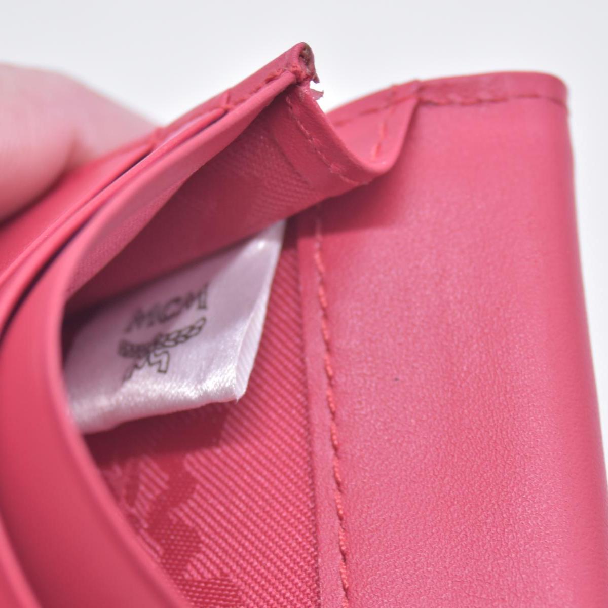 $430 MCM Metallic Red Leather Card Holder Wallet CONSIGNMENT 10021464