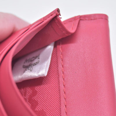 $430 MCM Metallic Red Leather Card Holder Wallet CONSIGNMENT 10021464