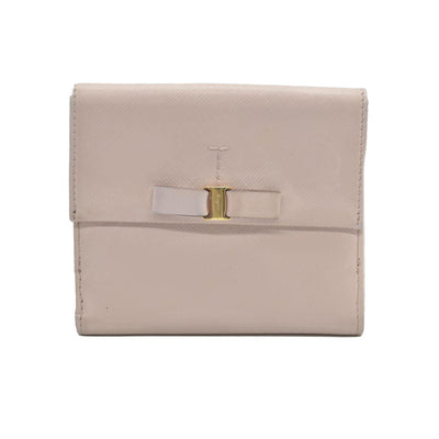 Salvatore Ferragamo Vara Ribbon Leather Bifold Wallet Pink