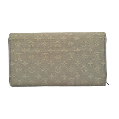 $480 LOUIS VUITTON Olive Green Monogram Mini Lin Flap Wallet CONSIGNMENT 10021460