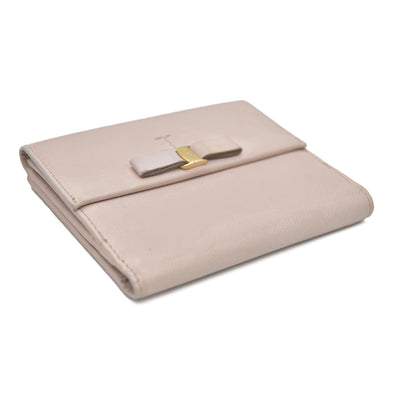 Salvatore Ferragamo Vara Ribbon Leather Bifold Wallet Pink