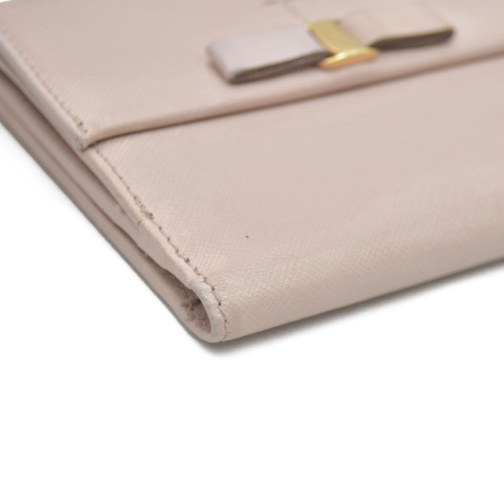 Salvatore Ferragamo Vara Ribbon Leather Bifold Wallet Pink