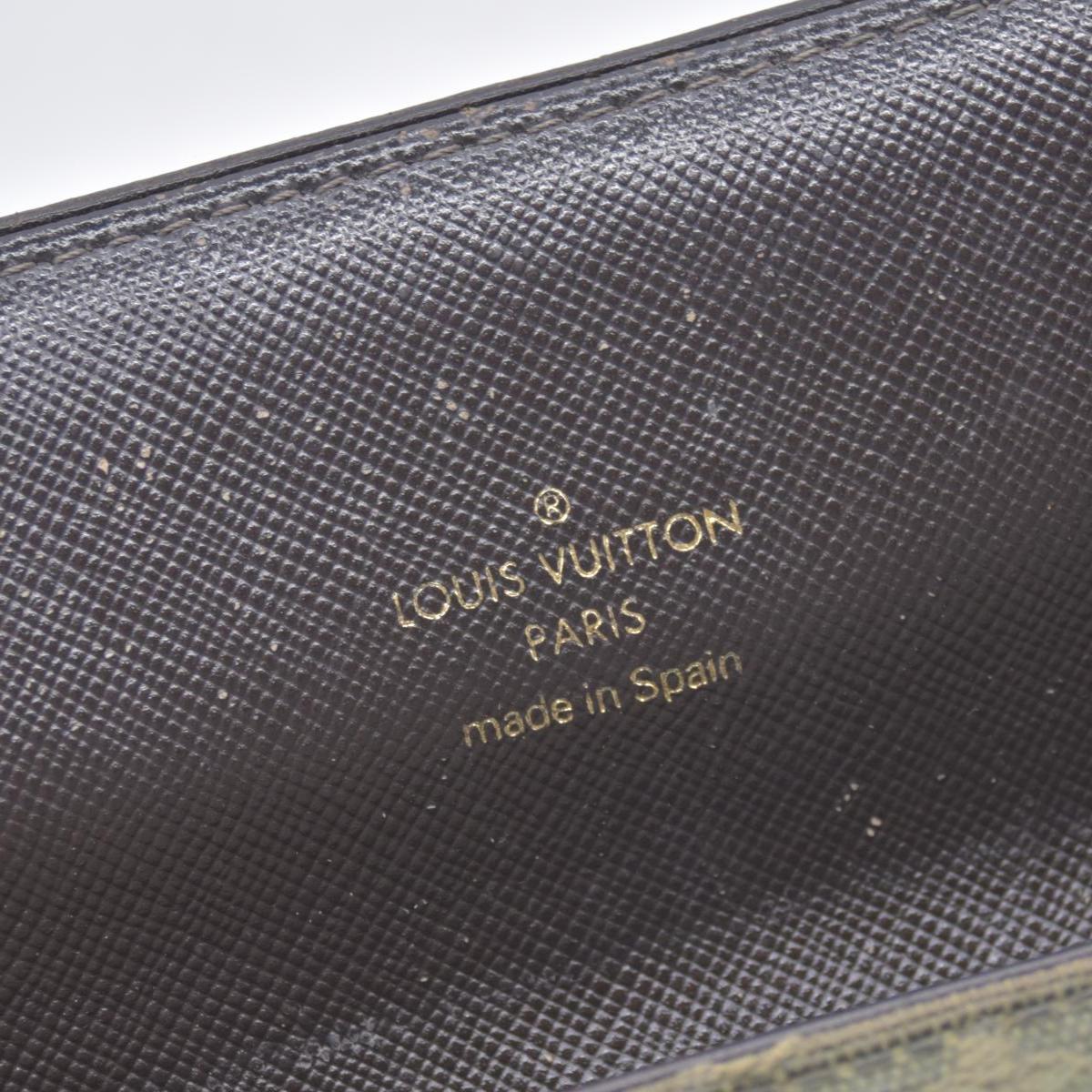 $480 LOUIS VUITTON Olive Green Monogram Mini Lin Flap Wallet CONSIGNMENT 10021460