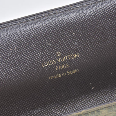 $480 LOUIS VUITTON Olive Green Monogram Mini Lin Flap Wallet CONSIGNMENT 10021460