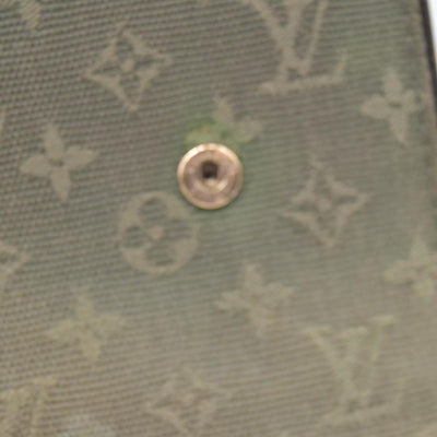 $480 LOUIS VUITTON Olive Green Monogram Mini Lin Flap Wallet CONSIGNMENT 10021460