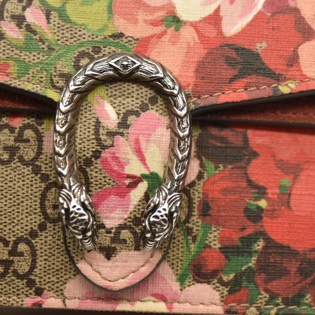 Gucci  GG Supreme Monogram Blooms Super Mini Dionysus Shoulder Bag Beige Multicolor Dry Rose
