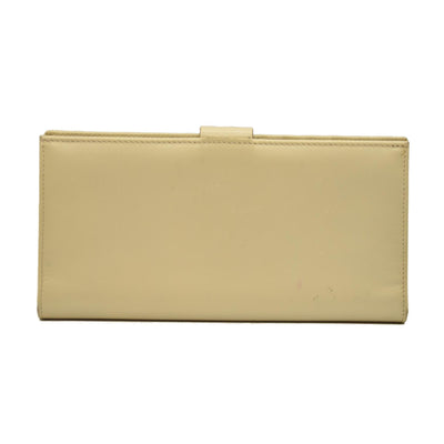Salvatore Ferragamo Gancini Clip Leather Long Bifold Wallet Ivory CONSIGNMENT 10020992