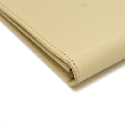 Salvatore Ferragamo Gancini Clip Leather Long Bifold Wallet Ivory CONSIGNMENT 10020992