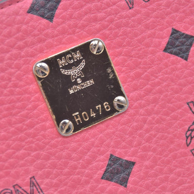 $430 MCM Coral Pink Monogram Logo Zip Around Long Wallet CONSIGNMENT 10021461