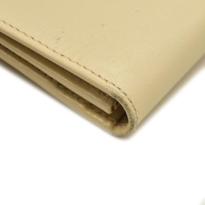 Salvatore Ferragamo Gancini Clip Leather Long Bifold Wallet Ivory CONSIGNMENT 10020992