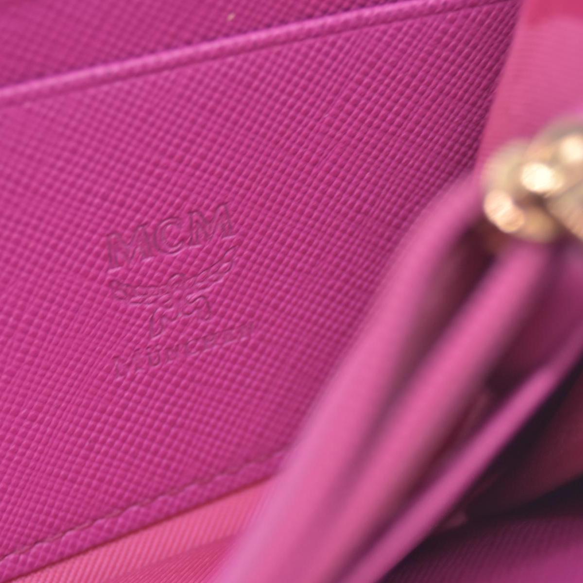 $430 MCM Coral Pink Monogram Logo Zip Around Long Wallet CONSIGNMENT 10021461
