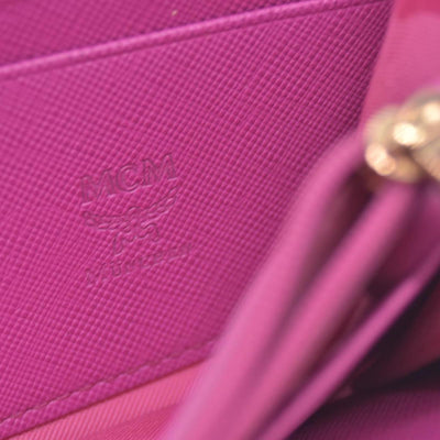 $430 MCM Coral Pink Monogram Logo Zip Around Long Wallet CONSIGNMENT 10021461