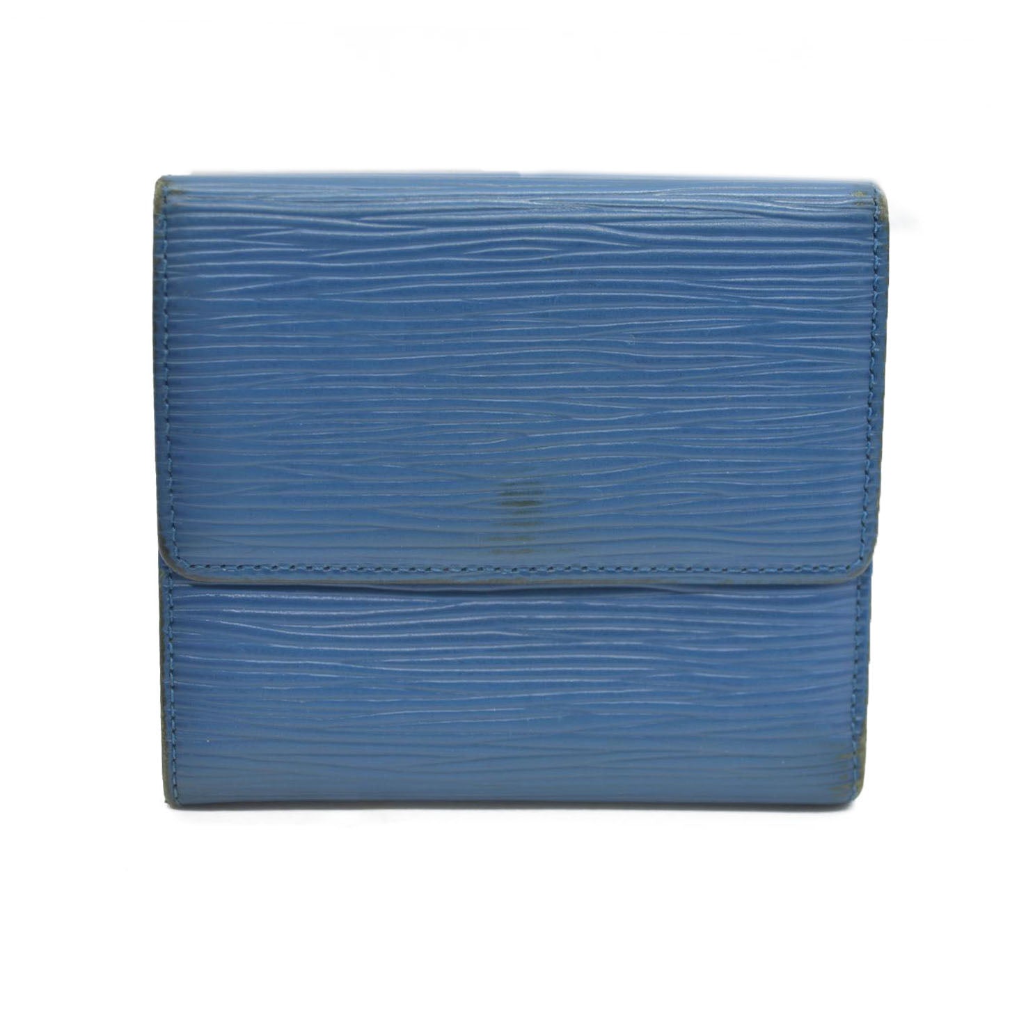 Louis Vuitton Epi Porte Feuille Elise Credit Leather Trifold Wallet Blue SP0938