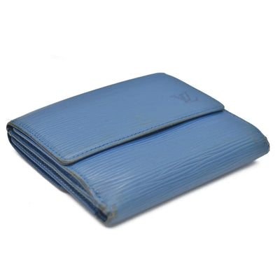 Louis Vuitton Epi Porte Feuille Elise Credit Leather Trifold Wallet Blue SP0938