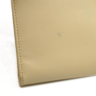 Salvatore Ferragamo Gancini Clip Leather Long Bifold Wallet Ivory CONSIGNMENT 10020992