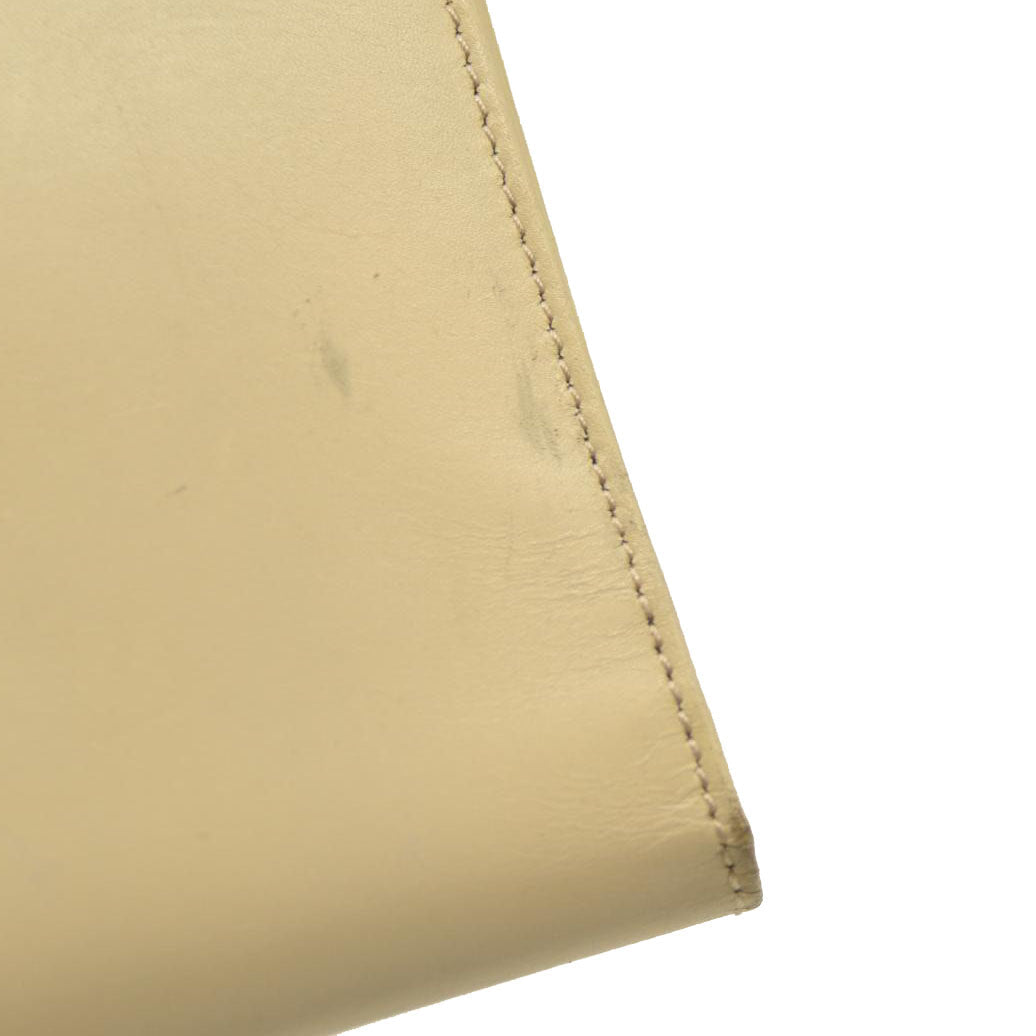 Salvatore Ferragamo Gancini Clip Leather Long Bifold Wallet Ivory CONSIGNMENT 10020992