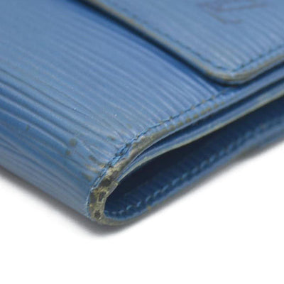 Louis Vuitton Epi Porte Feuille Elise Credit Leather Trifold Wallet Blue SP0938