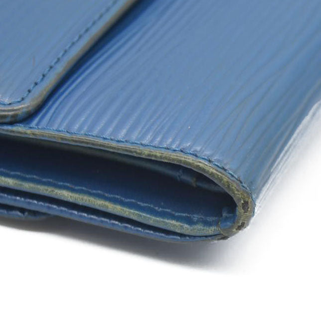 Louis Vuitton Epi Porte Feuille Elise Credit Leather Trifold Wallet Blue SP0938