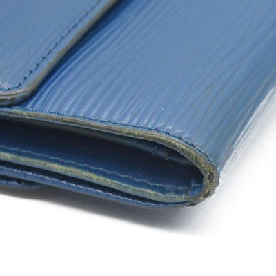 Louis Vuitton Epi Porte Feuille Elise Credit Leather Trifold Wallet Blue SP0938