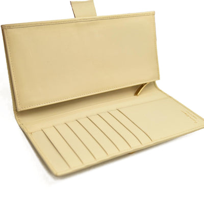 Salvatore Ferragamo Gancini Clip Leather Long Bifold Wallet Ivory CONSIGNMENT 10020992