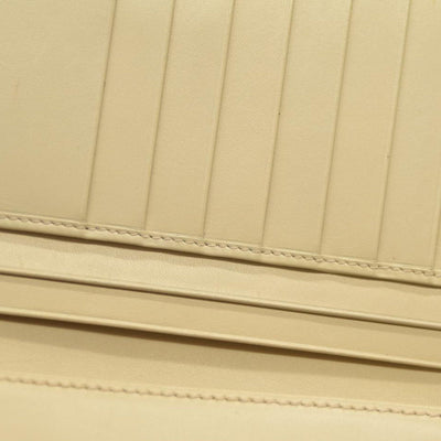 Salvatore Ferragamo Gancini Clip Leather Long Bifold Wallet Ivory CONSIGNMENT 10020992