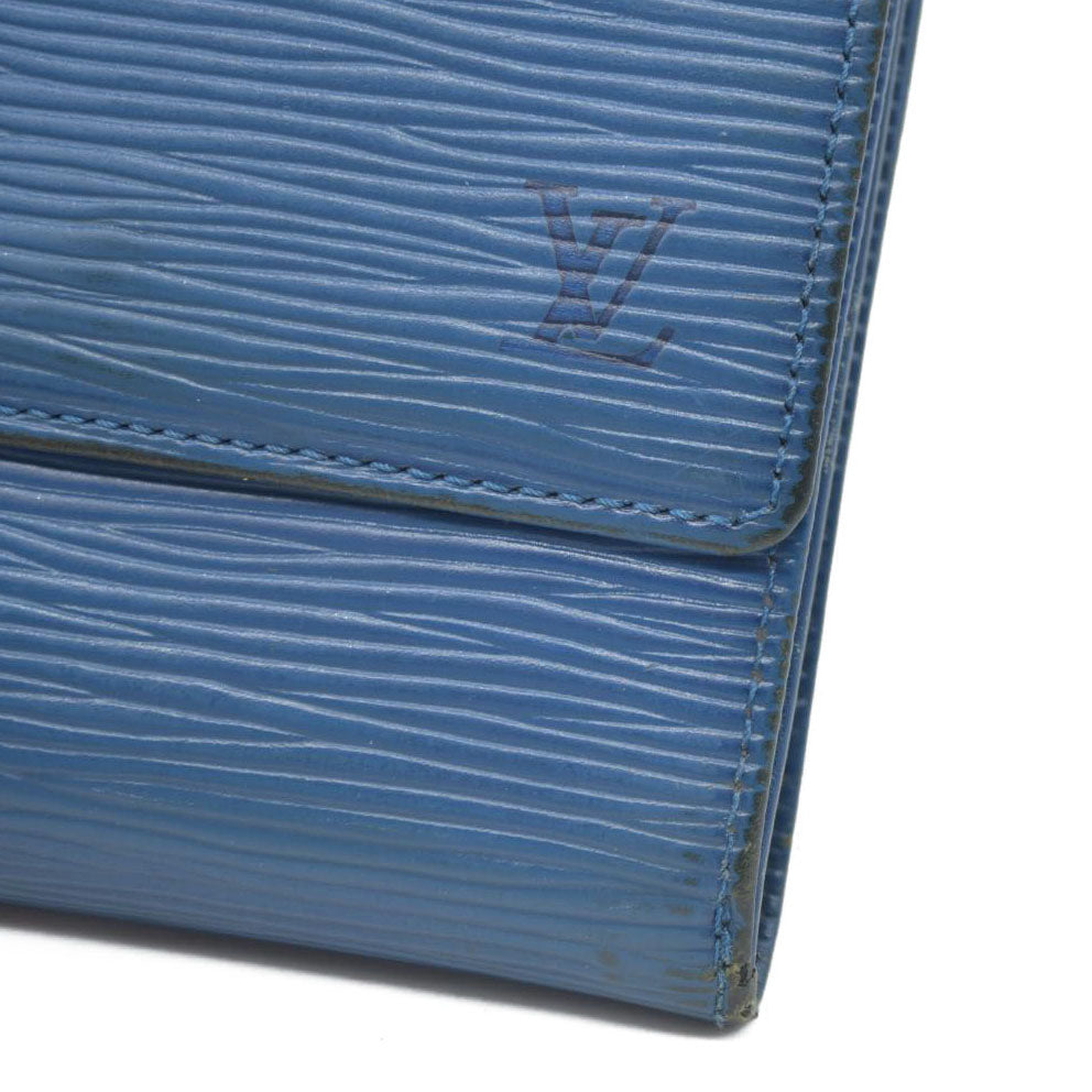 Louis Vuitton Epi Porte Feuille Elise Credit Leather Trifold Wallet Blue SP0938