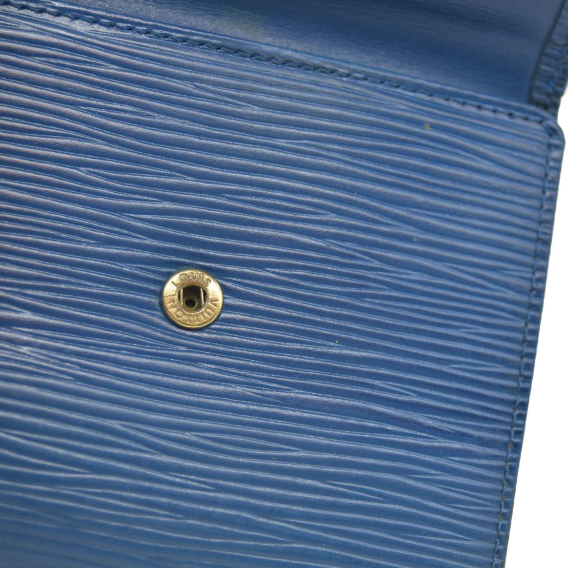 Louis Vuitton Epi Porte Feuille Elise Credit Leather Trifold Wallet Blue SP0938