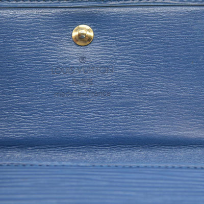 Louis Vuitton Epi Porte Feuille Elise Credit Leather Trifold Wallet Blue SP0938