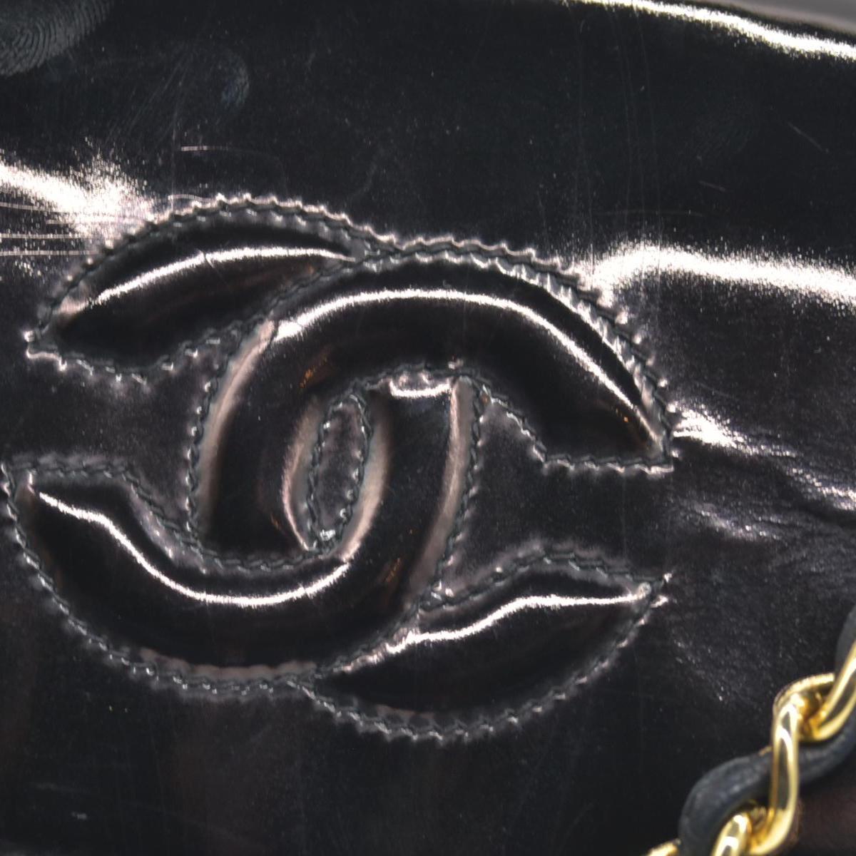 $3500 Chanel Patent Mini Flap Brown Chain Shoulder Bag