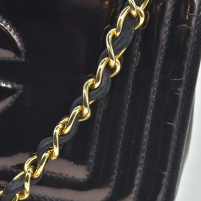$3500 Chanel Patent Mini Flap Brown Chain Shoulder Bag