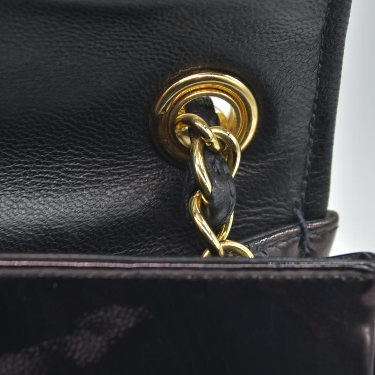 $3500 Chanel Patent Mini Flap Brown Chain Shoulder Bag